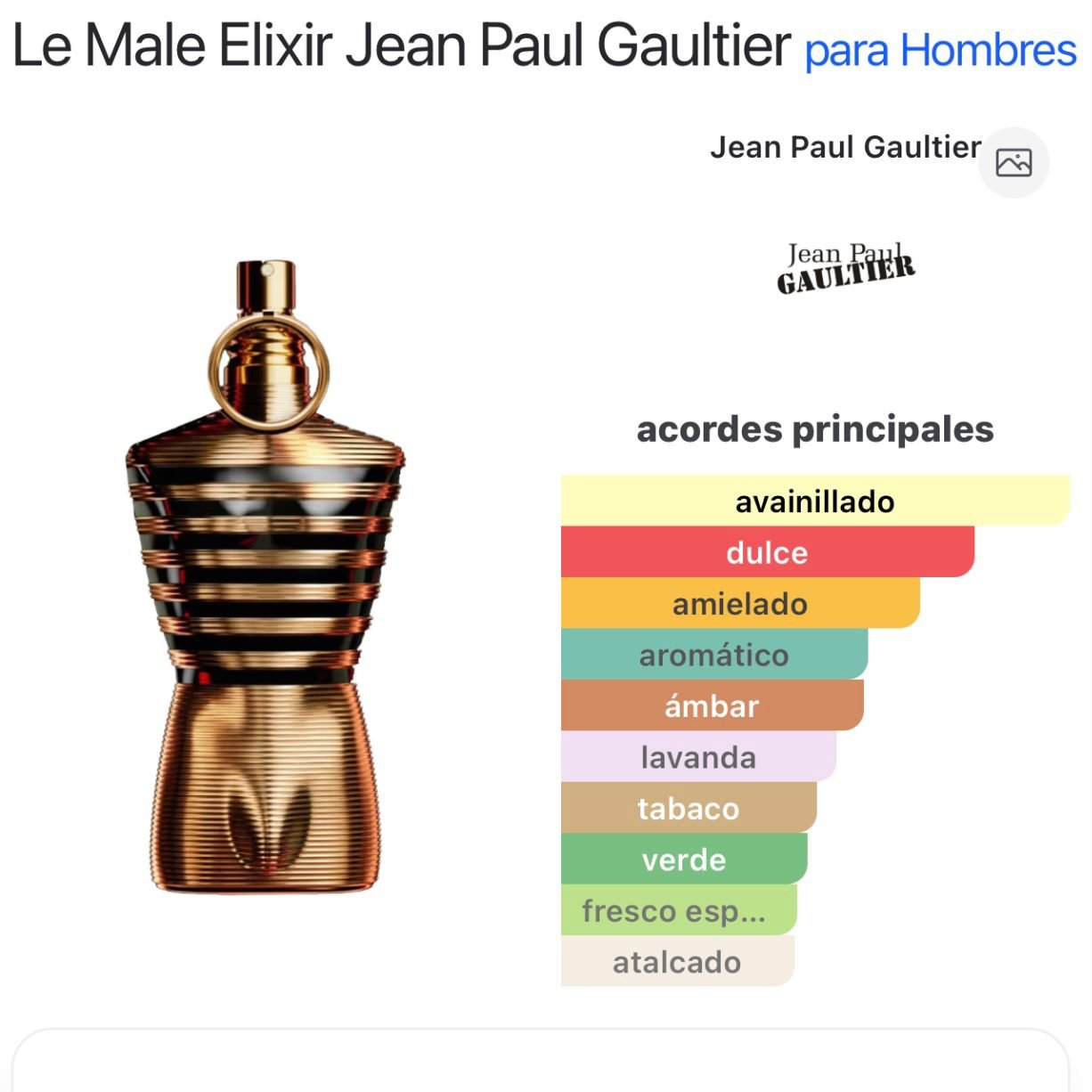 PERFUME JEAN PAUL GAULTIER LE MALE ELIXIR PARFUM MASCULINO 75ML - Image 3