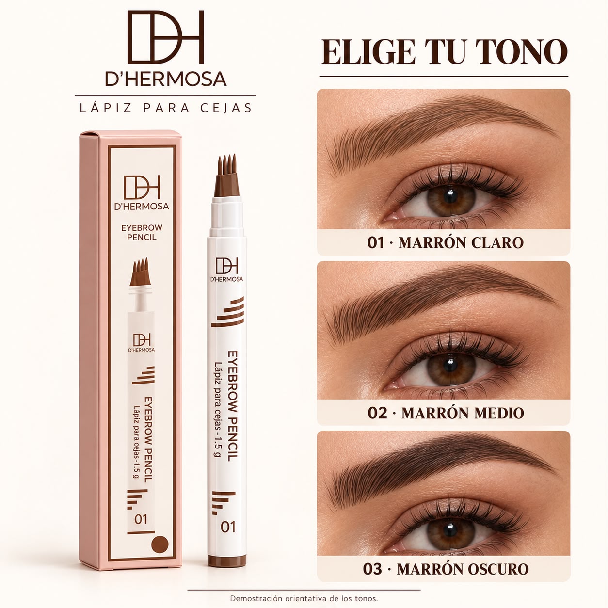 DHERMOSA EYE BROW PENCIL - PINCEL DE CEJA 1.5G