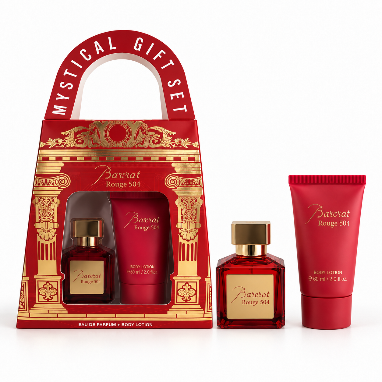 PERFUME MYSTICAL KIT MINIATURA BARCRAT ROUGE 504 FEMENINO 2PCS MT050-10