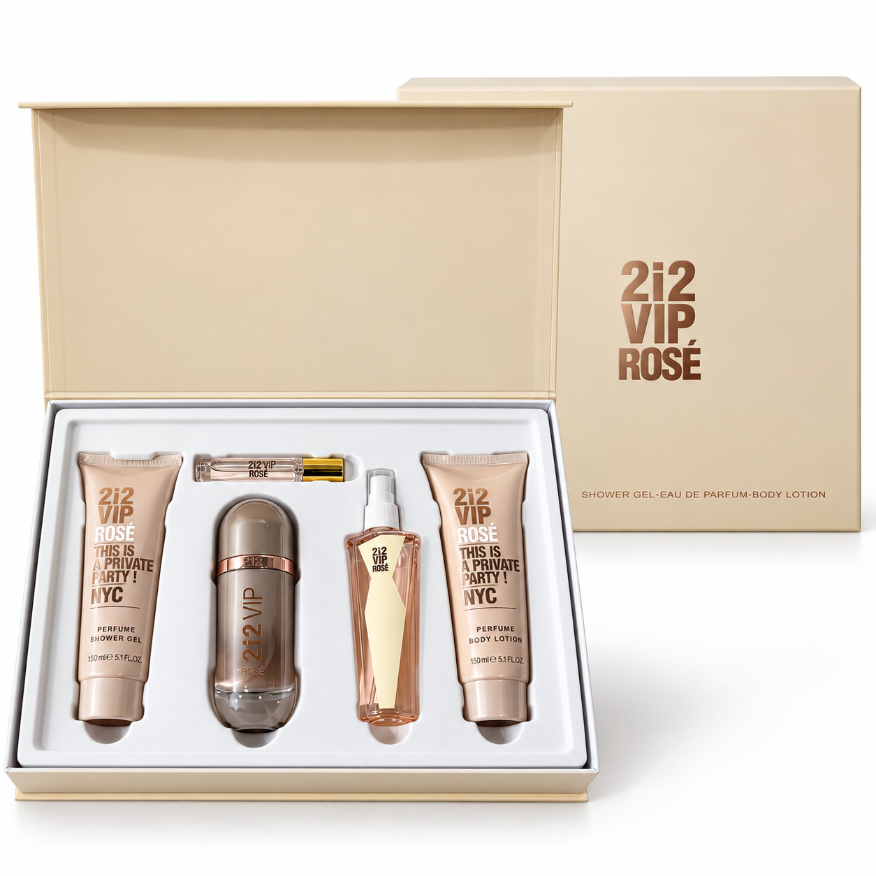 PERFUME MYSTICAL KIT 2i2 VIP ROSE 5 PCS FEMENINO B5002