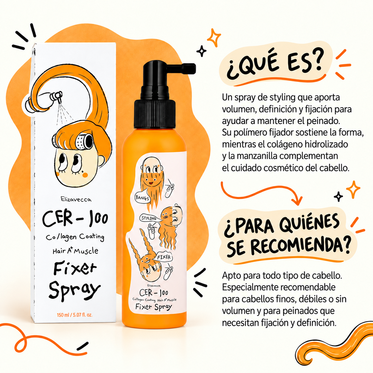 ELIZAVECCA CER-100 SPRAY FIJADOR CAPILAR COLLAGEN COATING HAIR MUSCLE 150ML