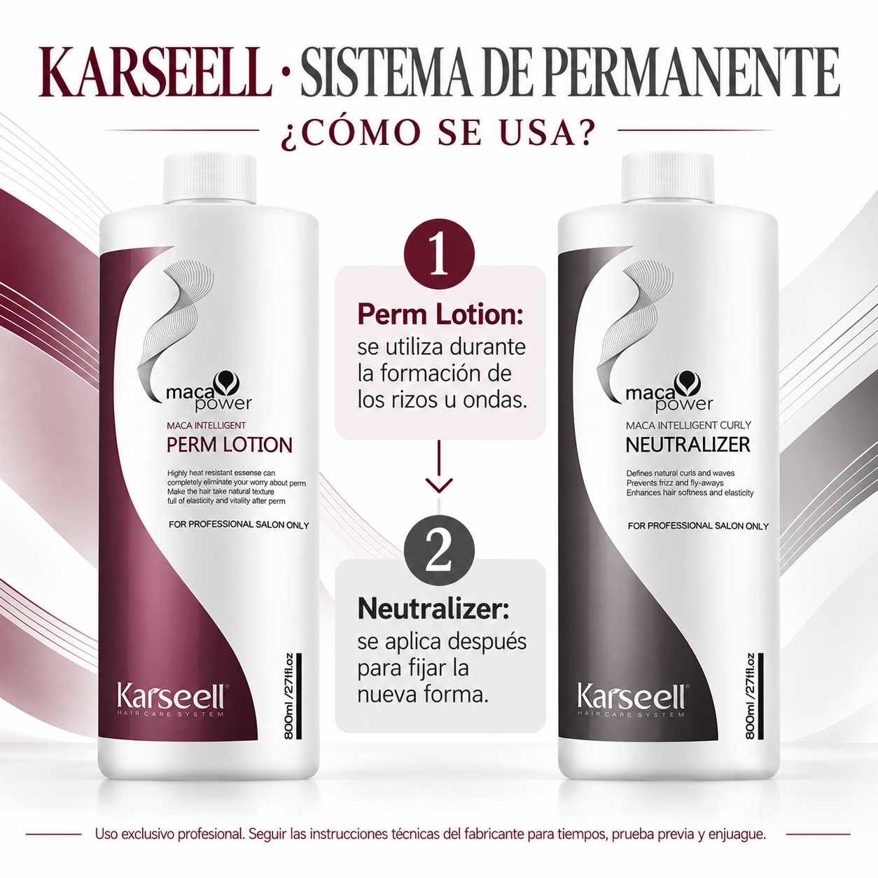 KARSEELL KIT CAPILAR PERM LOTION PERMANENTE PROFESIONAL 800ML - Image 2