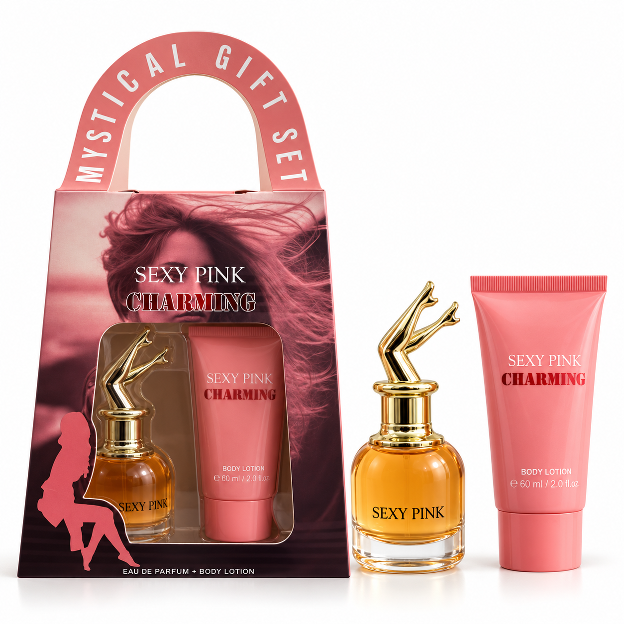 PERFUME MYSTICAL KIT MINIATURA SEXY PINK CHARMING FEMENINO 2 PCS MT050-4
