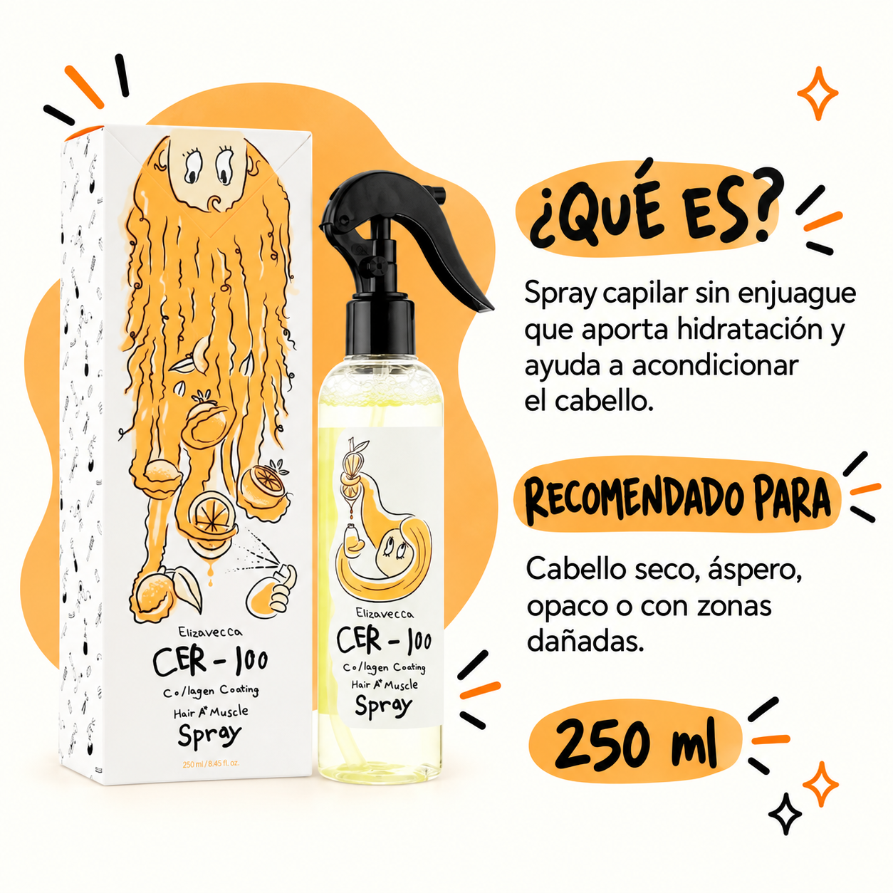 ELIZAVECCA CER-100 SPRAY CAPILAR COLLAGEN COATING HAIR A+ MUSCLE 250ML