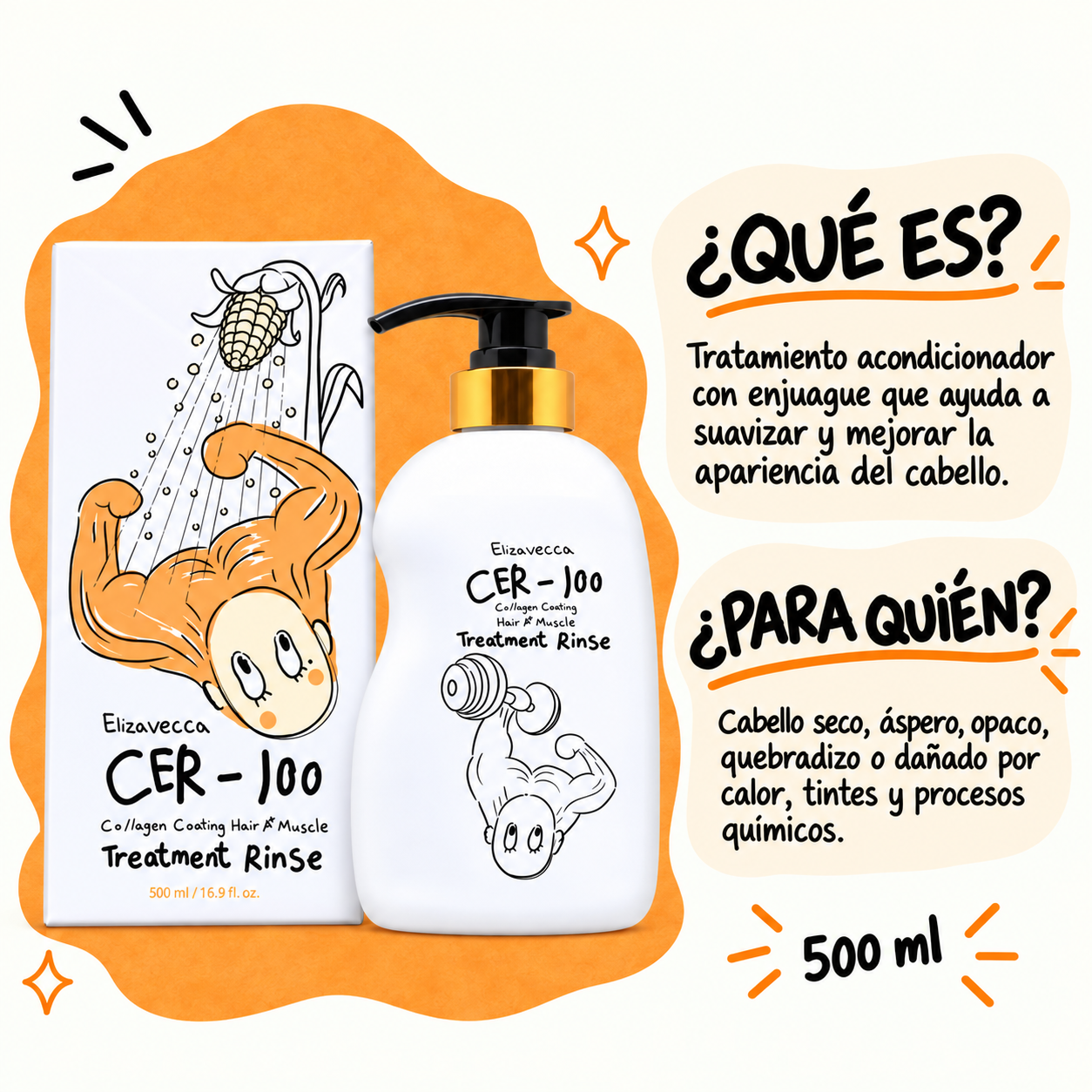 ELIZAVECCA CER-100 ACONDICIONADOR COLLAGEN COATING HAIR MUSCLE RINSE 500ML