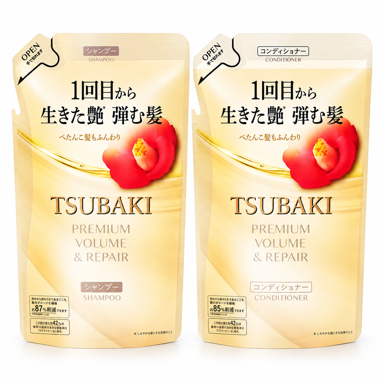 SHISEIDO TSUBAKI PREMIUM KIT REFILL VOLUME & REPAIR SHAMPOO + ACONDICIONADOR 300ML