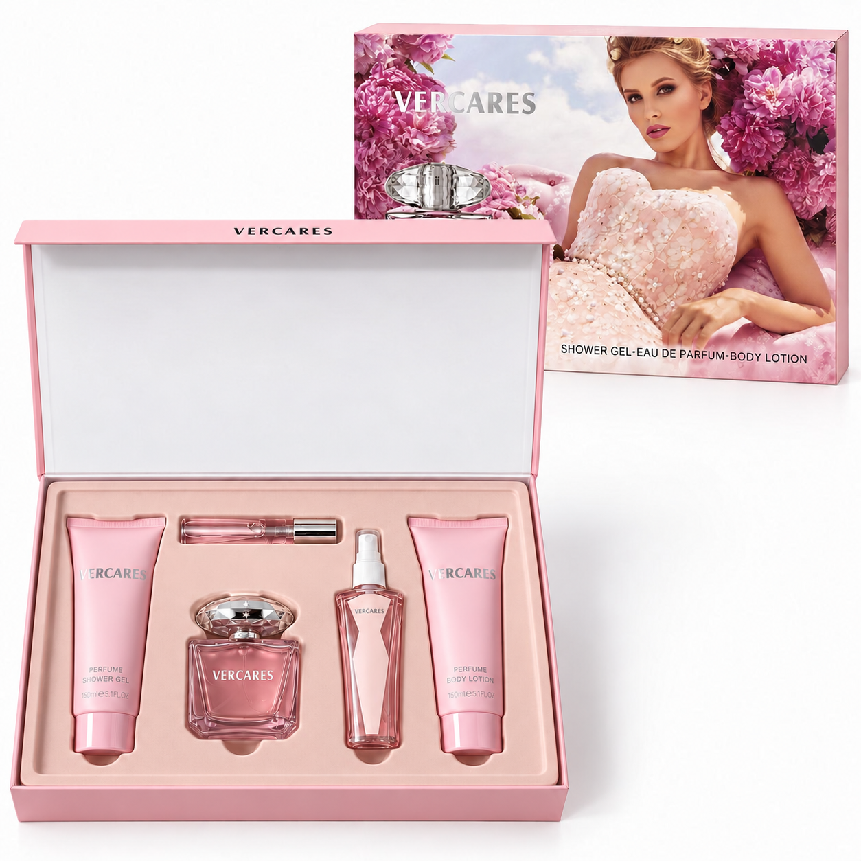 PERFUME KIT MYSTICAL VERCARES 5PCS FEMENINO B5006