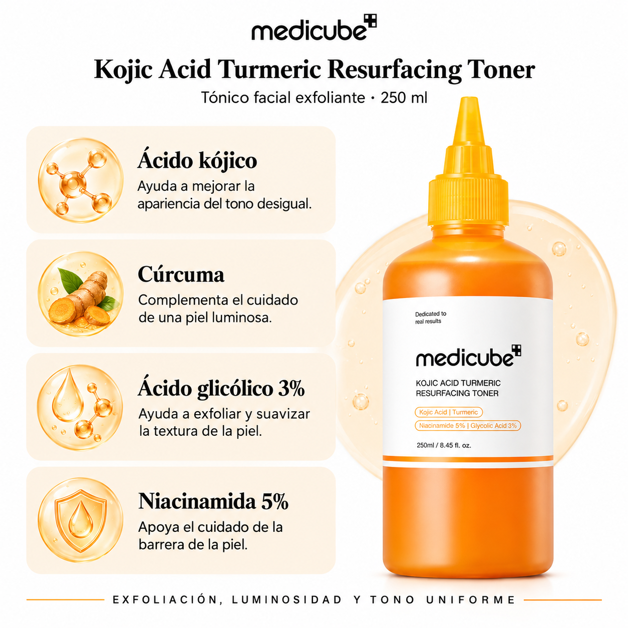 MEDICUBE TONER FACIAL KOJIC ACID TURMERIC RESURFACING 250ML