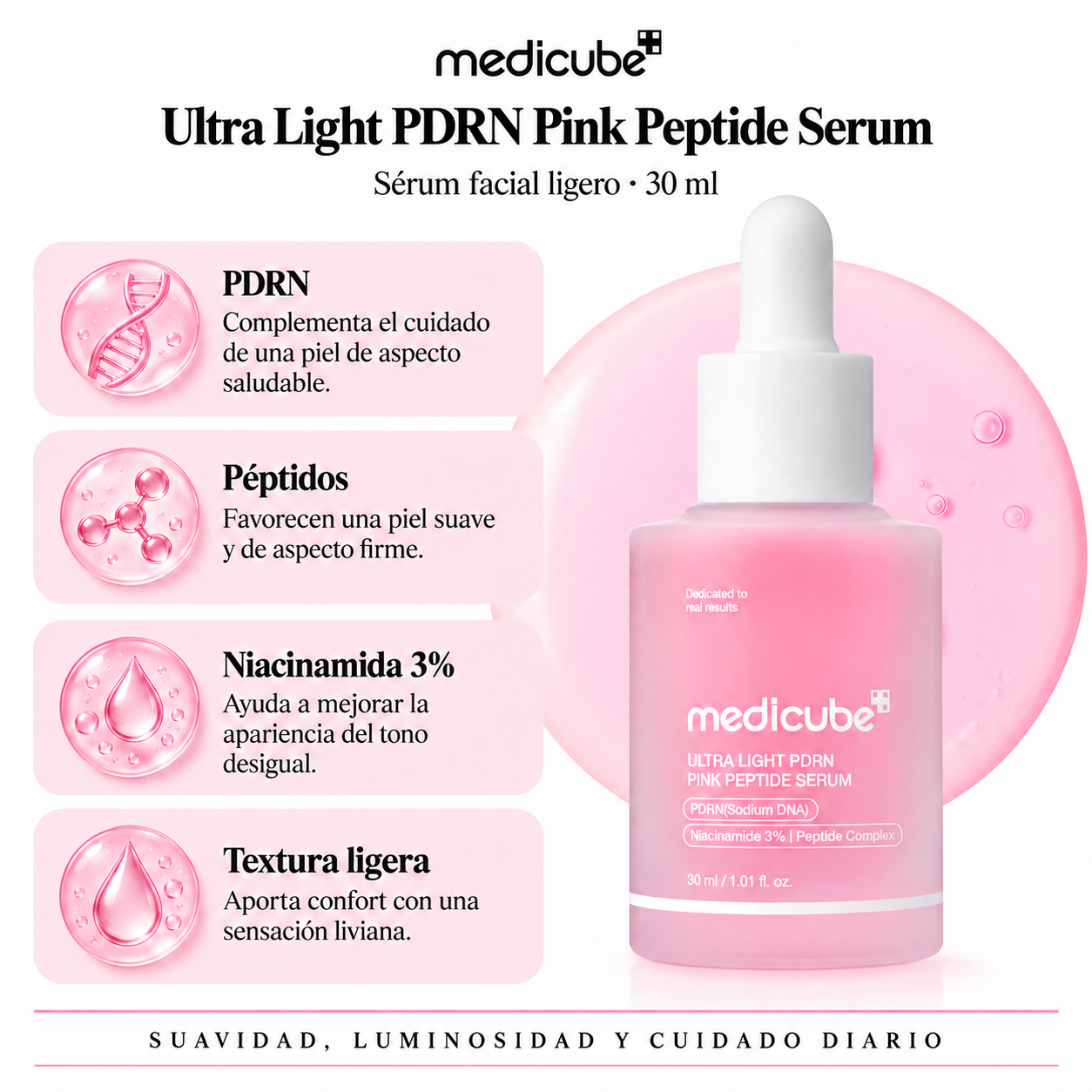 MEDICUBE SERUM FACIAL ULTRA LIGHT PDRN PINK PEPTIDE 30ML