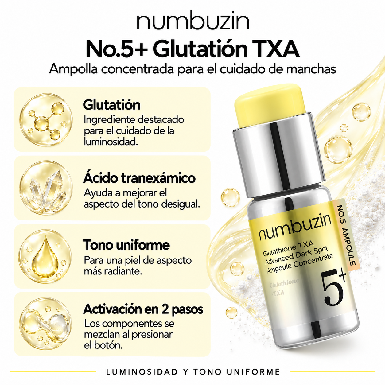 NUMBUZIN AMPOLLA CONCENTRADA No 5 GLUTATHIONE TXA ADVANCED DARK SPOT 10G