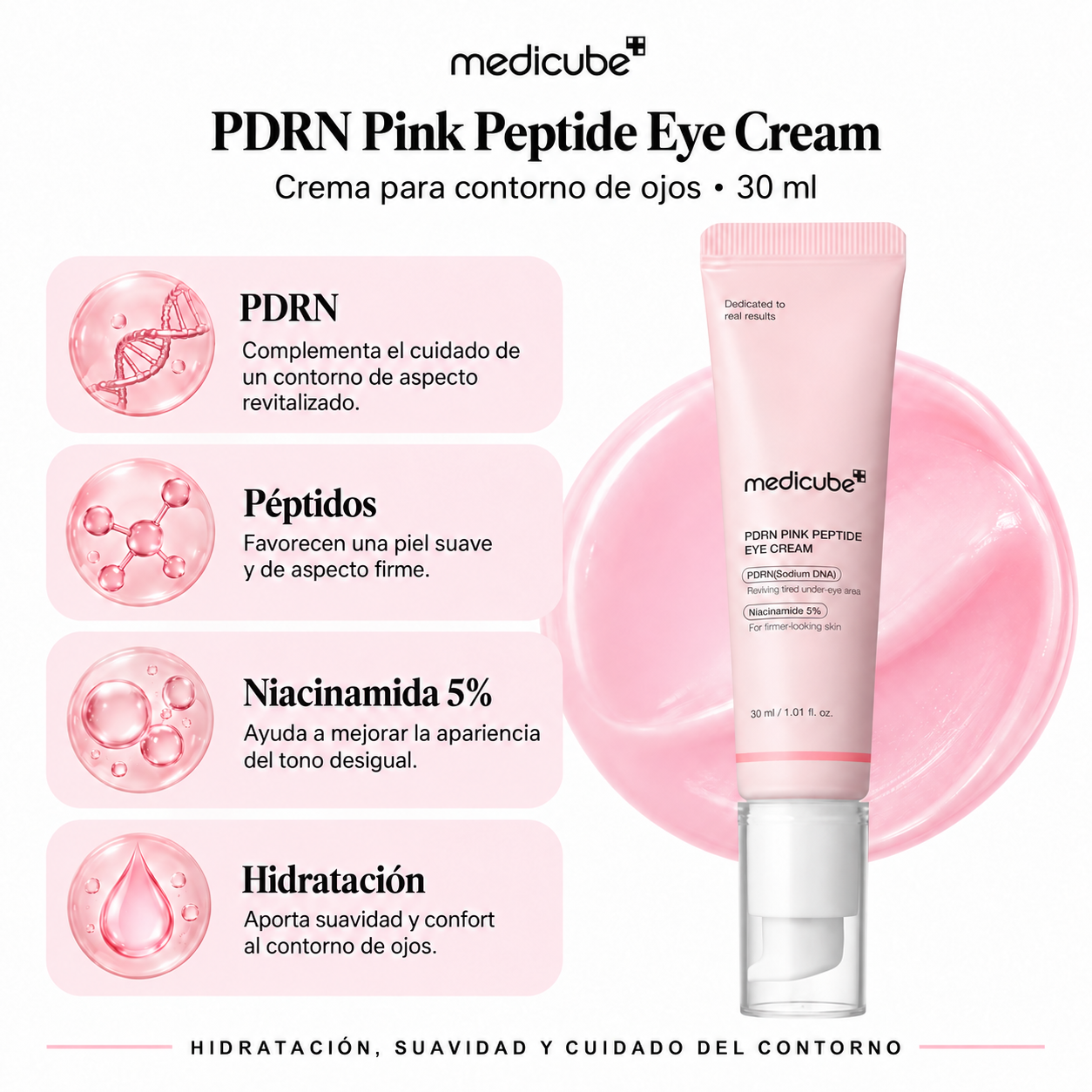 MEDICUBE CREMA PARA CONTORNO DE OJOS PDRN PINK PEPTIDE EYE CREAM 30ML