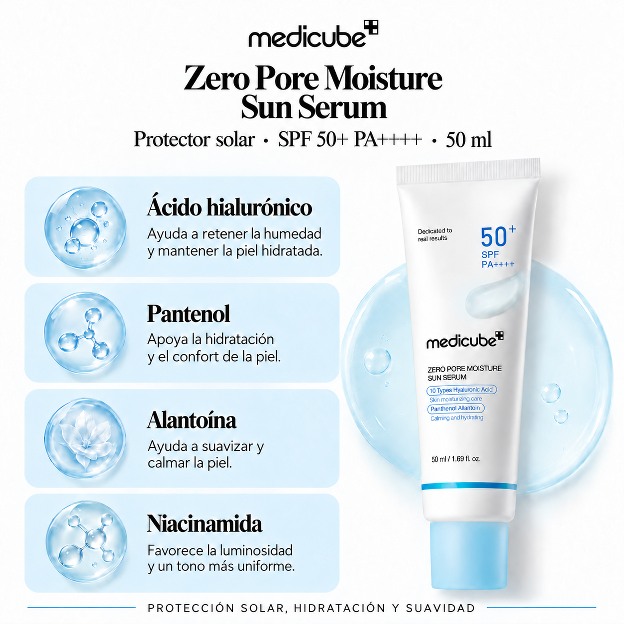 MEDICUBE PROTECTOR SOLAR ZERO PORE MOISTURE SUN SERUM SPF50+ PA++++ 50ML