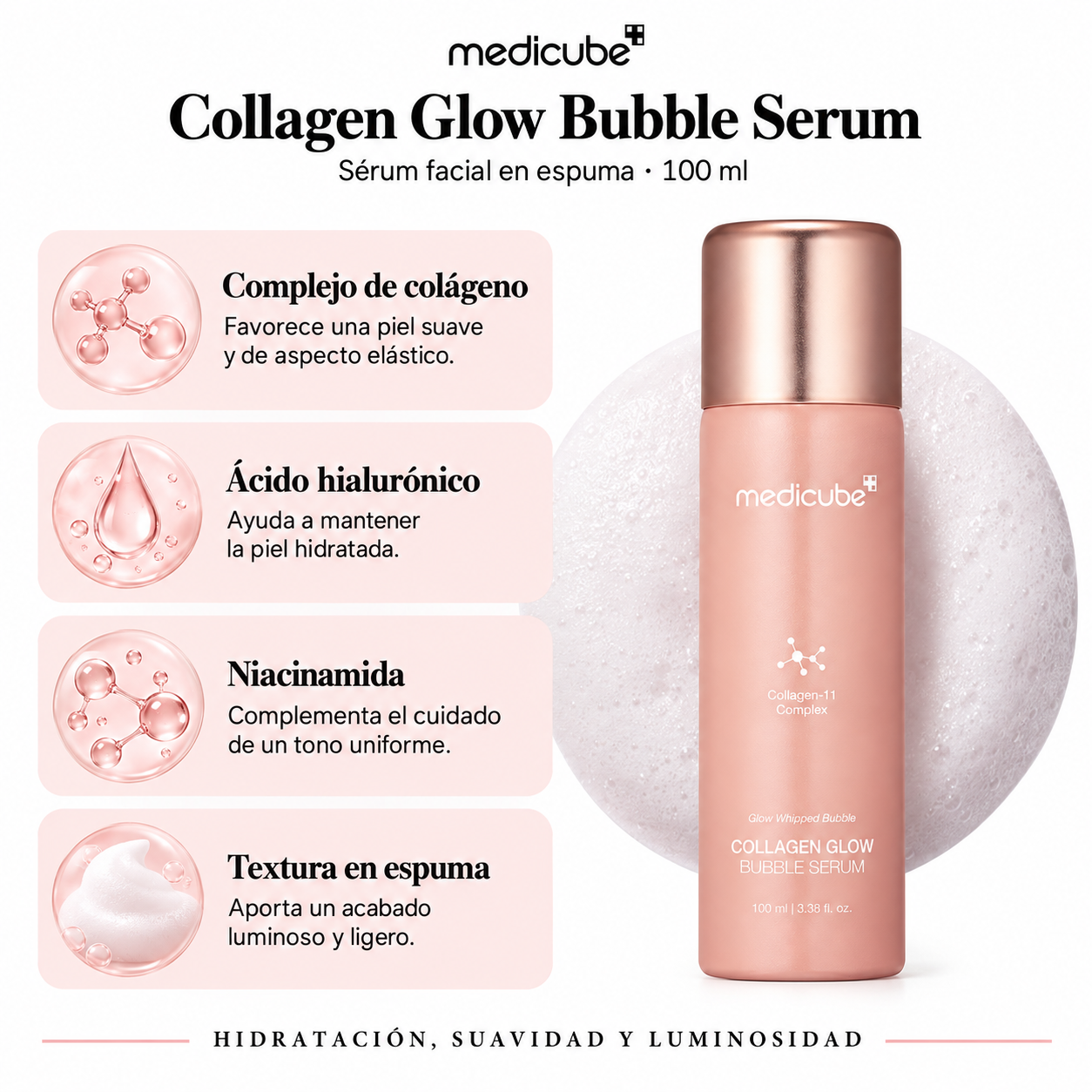MEDICUBE SERUM FACIAL COLLAGEN GLOW BUBBLE 100ML
