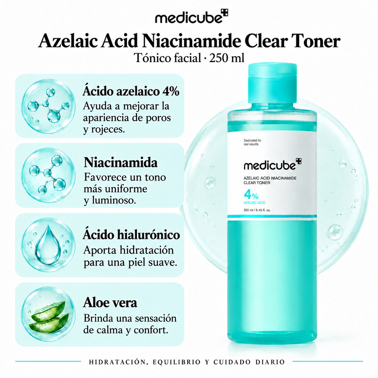 MEDICUBE TONER FACIAL AZELAIC ACID NIACINAMIDE CLEAR 250ML