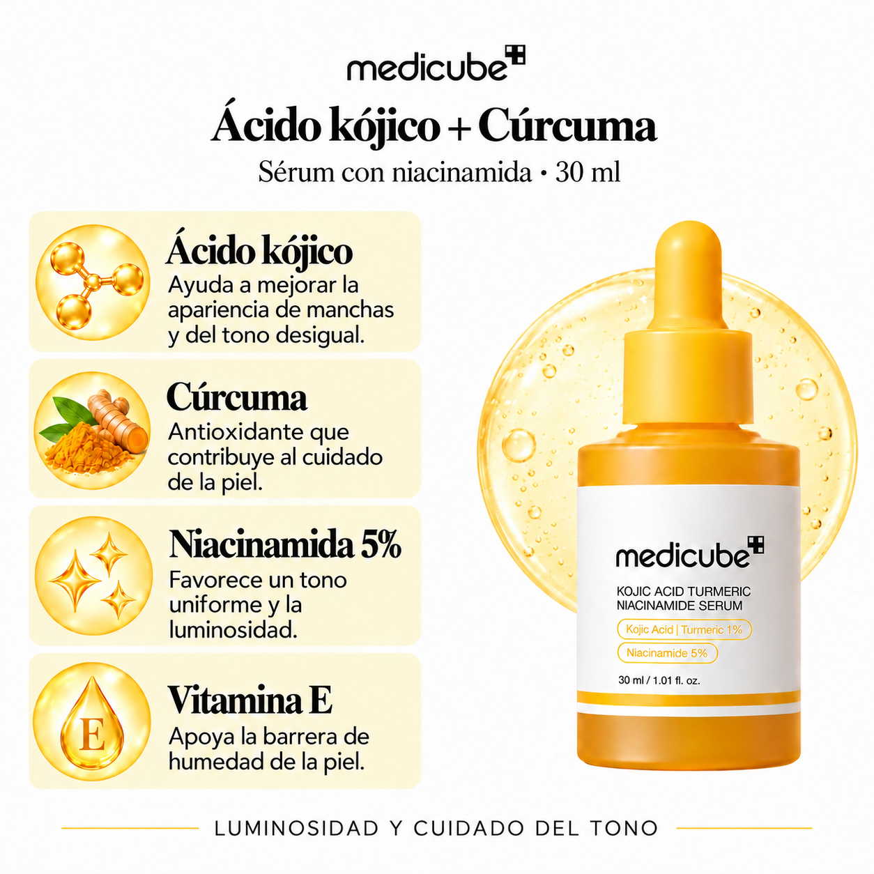 MEDICUBE SERUM FACIAL KOJIC ACID TURMERIC NIACINAMIDE 30ML