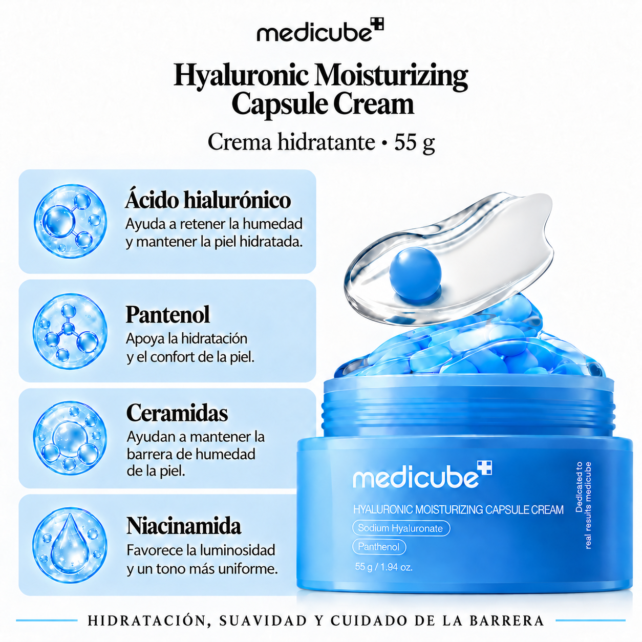 MEDICUBE CREMA FACIAL HYALURONIC MOISTURIZING CAPSULE 55G