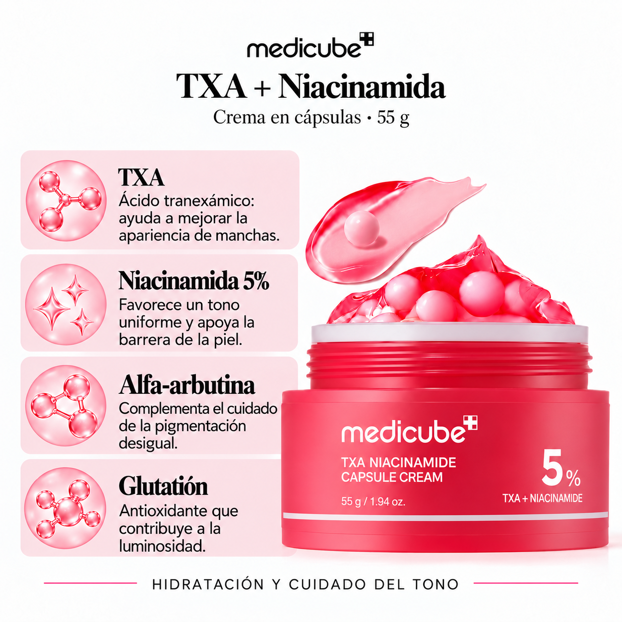 MEDICUBE CREMA FACIAL TXA NIACINAMIDE CAPSULE CREAM 5% 55G