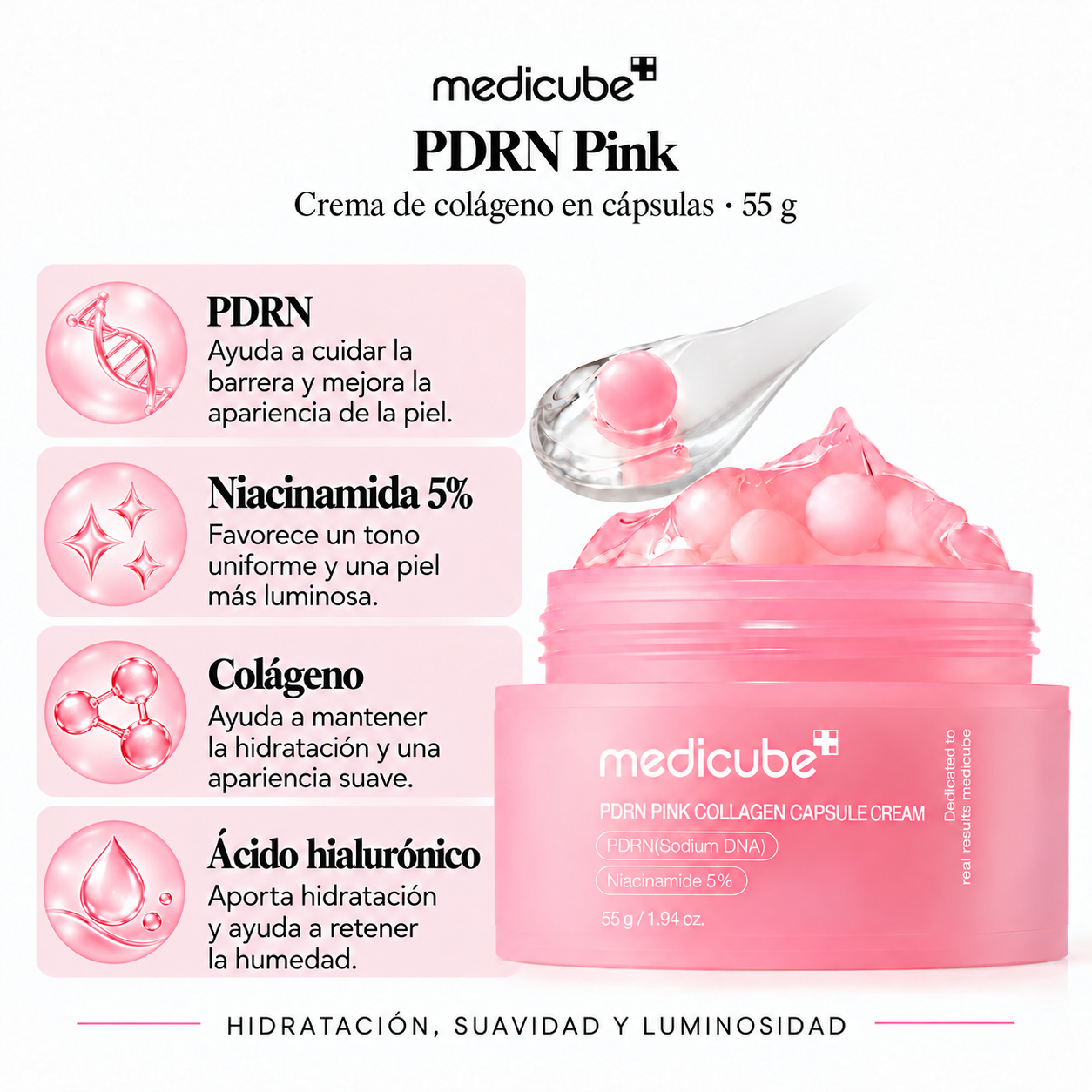 MEDICUBE CREMA FACIAL PDRN PINK COLLAGEN CAPSULE 55G
